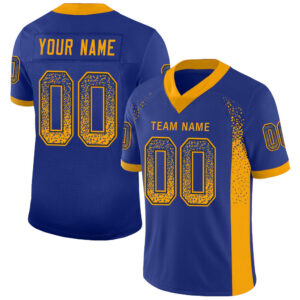 Custom Royal Gold-Navy Drift Fashion Football Jersey